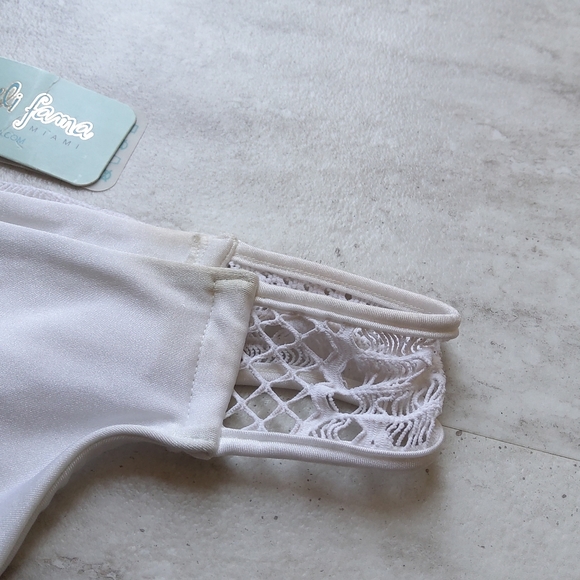 Luli Fama Carnaval White Crochet Swim Bottoms NWT IR - M - Picture 6 of 6